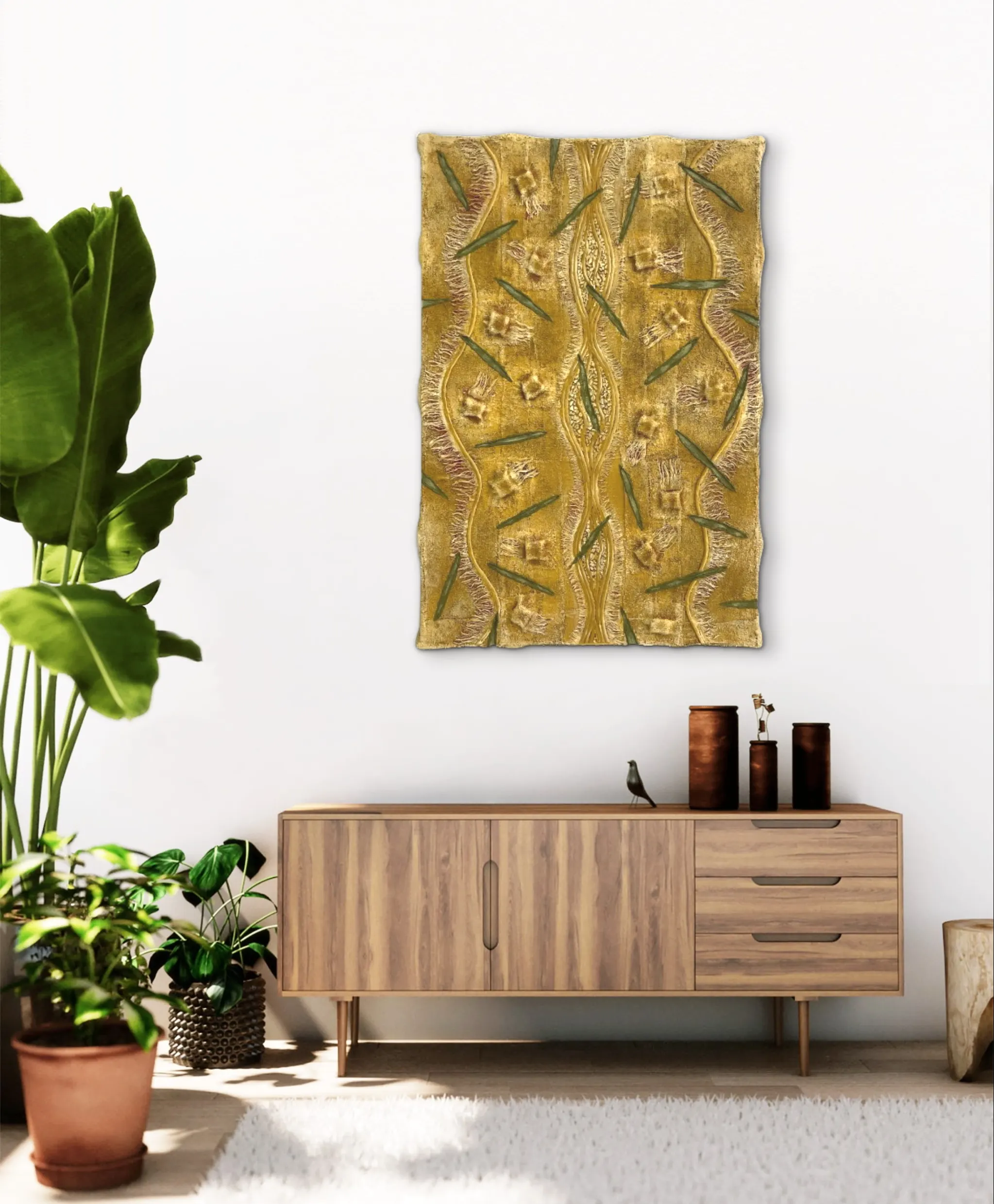 A contemporary artwork placed in a formal meeting and executive setting